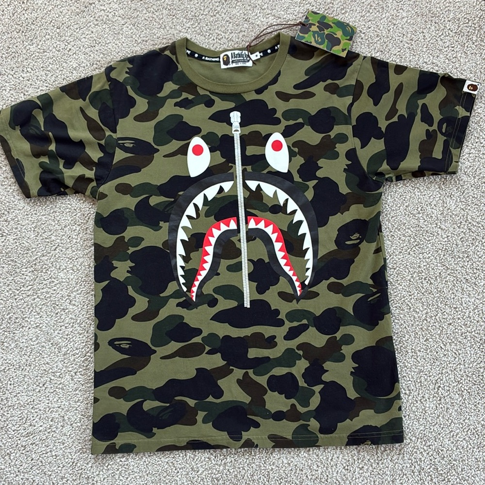 BAPE 1st Camo Shark Green T-Shirt, Sz M